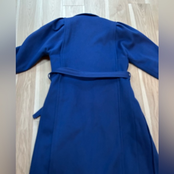 Vintage London Fog Maincoats 100% Wool Blue Size 6 Petite Belted Overcoat - Picture 4 of 11